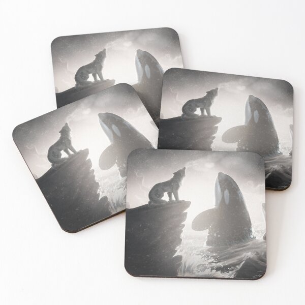 Item preview, Wolf Meets Wolves of the Sea, Killer Whale and Wolf Painting designed and sold by Jaynee Grace.