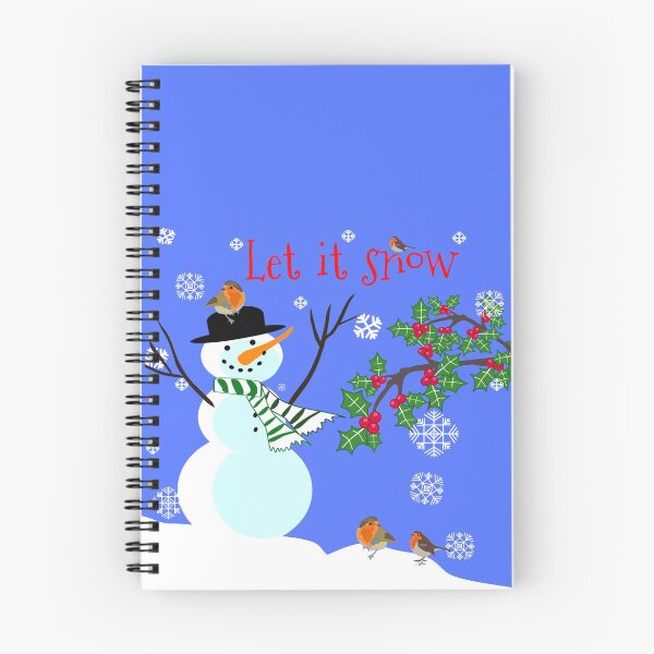 Item preview, Christmas Let it snow snowman in the scarf, robins and holly designed and sold by orangerinka.