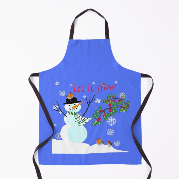 Item preview, Christmas Let it snow snowman in the scarf, robins and holly designed and sold by orangerinka.