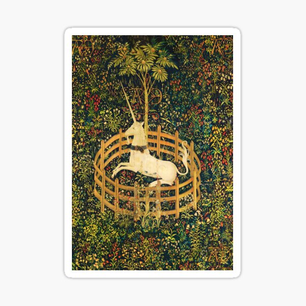 Vista previa del artículo con la obra «El unicornio en cautiverio (de los tapices de unicornio)», diseñado y vendido por Alexandra Dahl.