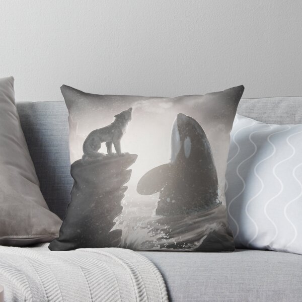 Item preview, Wolf Meets Wolves of the Sea, Killer Whale and Wolf Painting designed and sold by Jaynee Grace.
