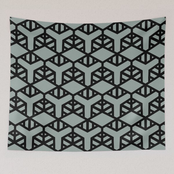 Item preview, Green and Black Geometric Shape Tile Pattern 2 Pairs Dulux 2022 Popular Colour Fresh Foliage - Color Trends designed and sold by ColorOfTheYears.