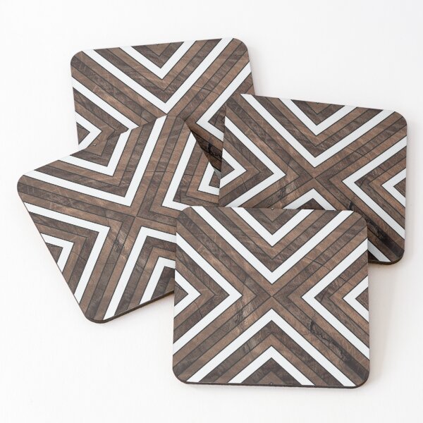 Item preview, Rustic Wood Texture Geometric Tribal Pattern Brown/White designed and sold by CynthiaGraphics.