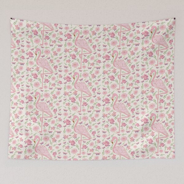 Item preview, Pink Flamingo Obsessed Pattern with Flowers and Butterflies designed and sold by By Roqia.