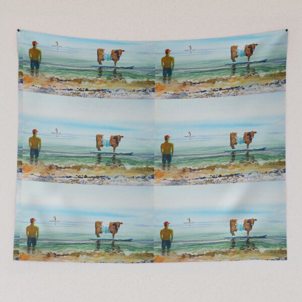 Item preview, Paddleboards painting surreal belted galloway seaside beach designed and sold by MikeJory.