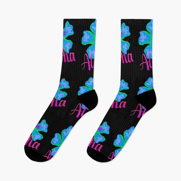 Item preview, Aloha Tropical Hawaiian Hibiscus Floral Watercolor Bright Blue Pink  designed and sold by Vibbin4Life33.