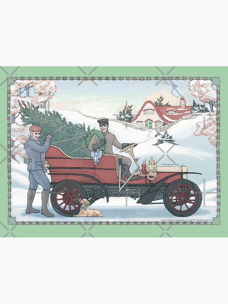 "Seasons Greetings (Vintage Car)" Poster for Sale by karadin Redbubble