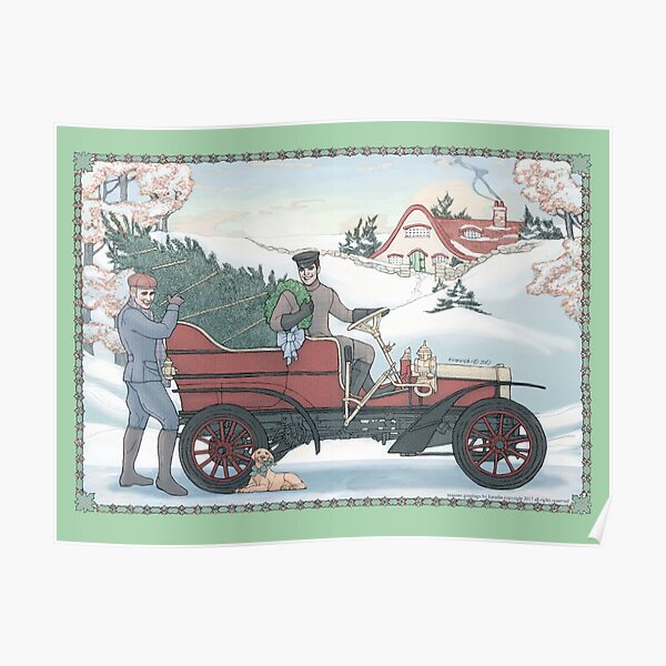"Seasons Greetings (Vintage Car)" Poster for Sale by karadin Redbubble