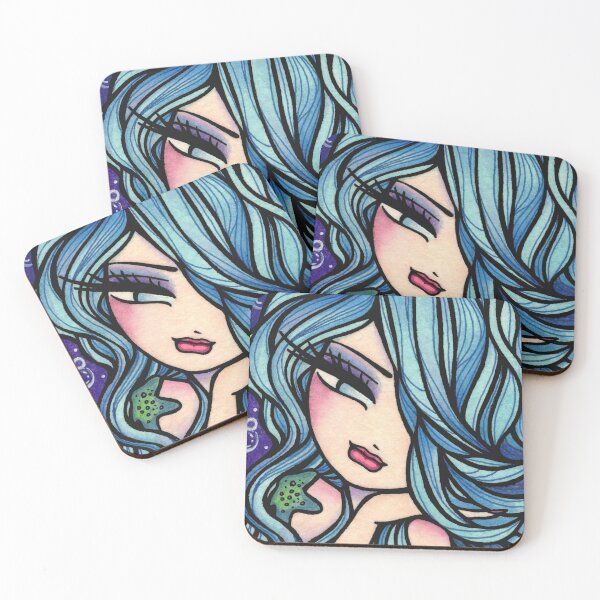 Item preview, Light Blue Haired Mermaid Whimsical Fantasy Art designed and sold by hannahlynnart.
