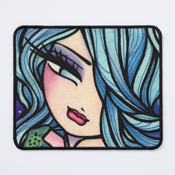 Item preview, Light Blue Haired Mermaid Whimsical Fantasy Art designed and sold by hannahlynnart.