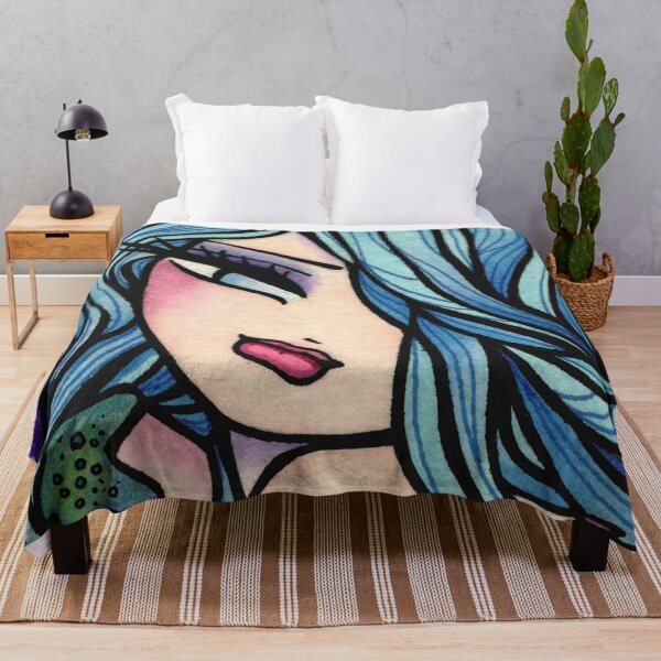Item preview, Light Blue Haired Mermaid Whimsical Fantasy Art designed and sold by hannahlynnart.
