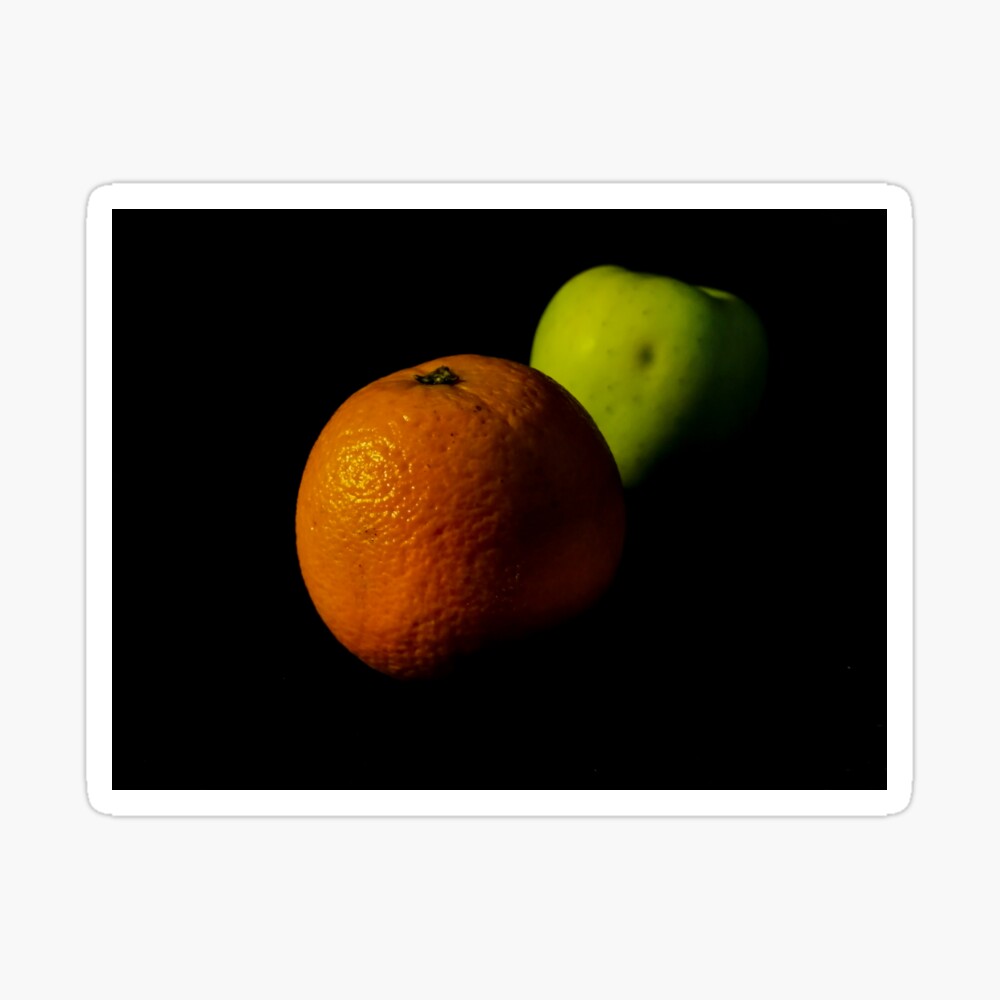 Las Pegatinas De La Fruta Son Comestibles Póster «Manzana naranja y verde» de ventsislaviliev | Redbubble