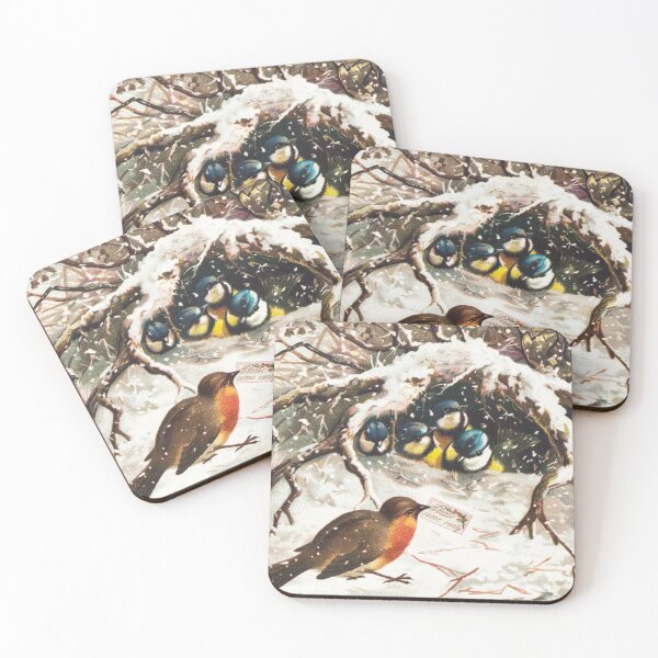 Item preview, Vintage Christmas Postcard Depicting Birds in Snow (ca. 1800–1900) designed and sold by Designedbysm.