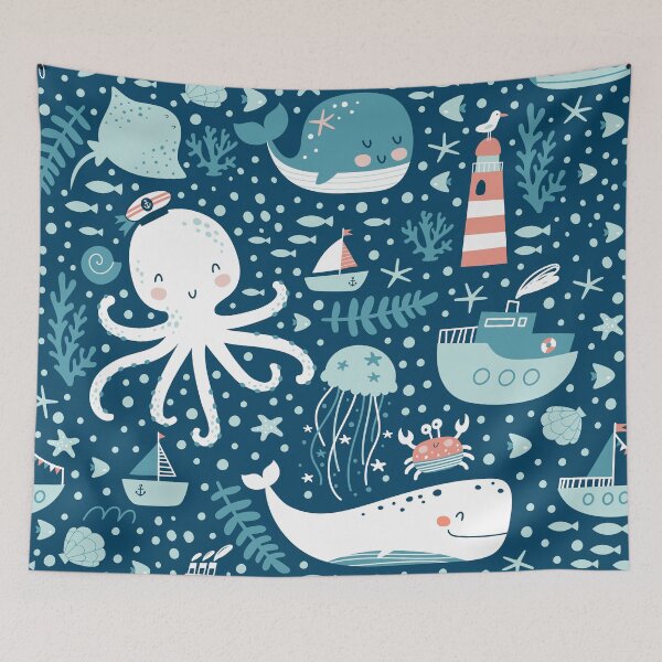 Item preview, Boy Navy Blue and White Nautical Pattern designed and sold by sweetbelle.