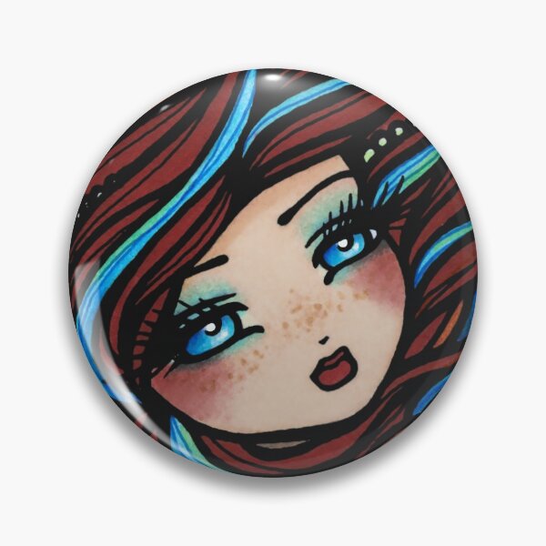 Item preview, Mermaid with Red and Blue Hair Fire and Ice Fantasy Art designed and sold by hannahlynnart.