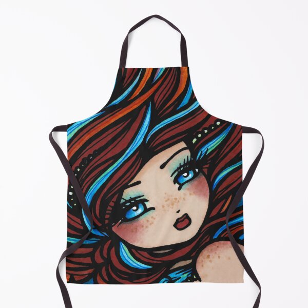 Item preview, Mermaid with Red and Blue Hair Fire and Ice Fantasy Art designed and sold by hannahlynnart.