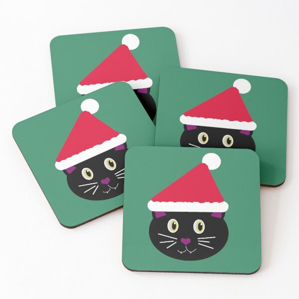 Item preview, Holiday Santa Black Cat designed and sold by LilyPadShop.
