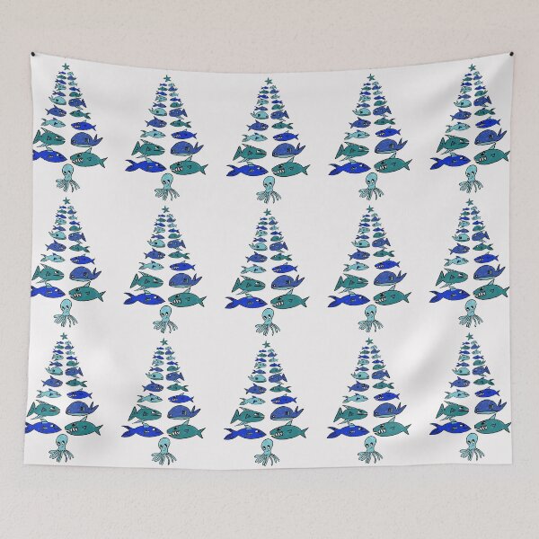 Item preview, Christmas marine tree (blue white background) designed and sold by MentaLee.