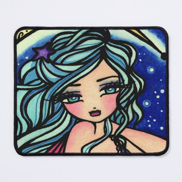 Item preview, Blue Haired Rainbow Moon Fairy Whimsical Fantasy Art designed and sold by hannahlynnart.