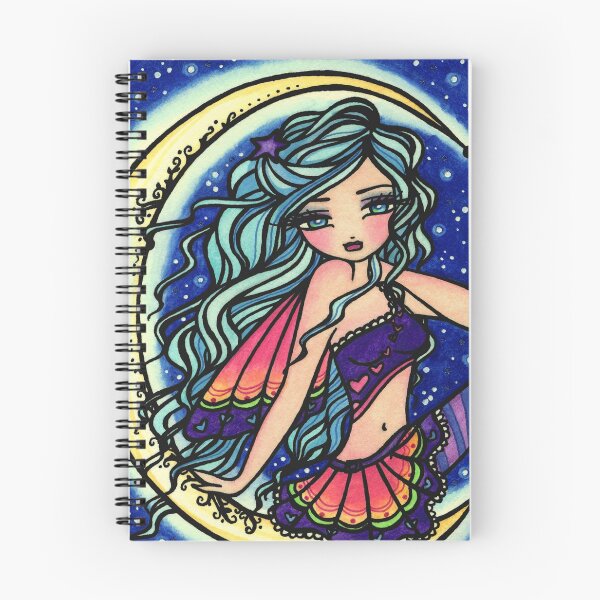 Item preview, Blue Haired Rainbow Moon Fairy Whimsical Fantasy Art designed and sold by hannahlynnart.