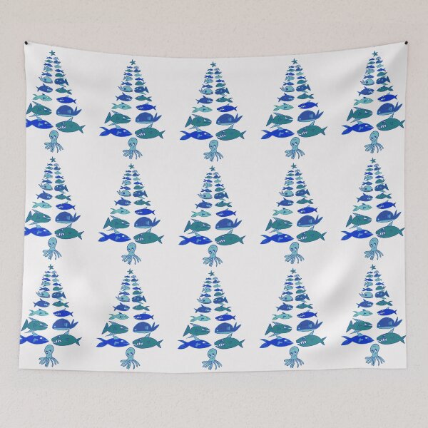 Item preview, Christmas marine tree (blue blue outline white background) designed and sold by MentaLee.