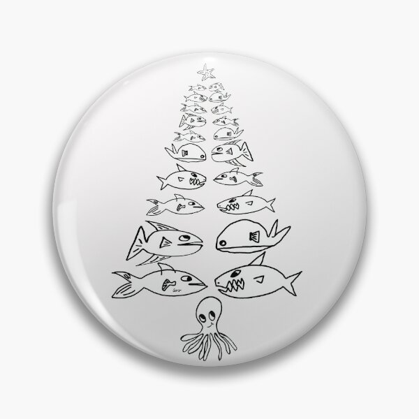 Item preview, Christmas marine tree (white black outlines white background) designed and sold by MentaLee.