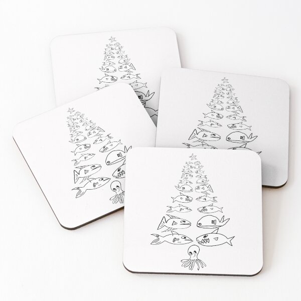 Item preview, Christmas marine tree (white black outlines white background) designed and sold by MentaLee.