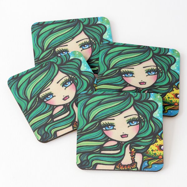 Item preview, Cute Green Haired Mermaid Whimsical Fantasy Art designed and sold by hannahlynnart.