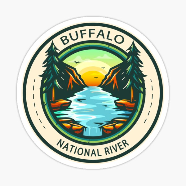 Vista previa del artículo con la obra «Río Nacional Buffalo, insignia de Arkansas», diseñado y vendido por KrisSidDesigns.