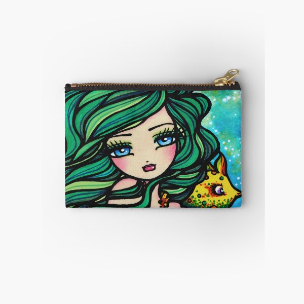 Item preview, Cute Green Haired Mermaid Whimsical Fantasy Art designed and sold by hannahlynnart.