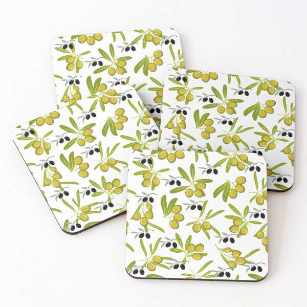 Item preview, Green and Black Olives with Leaves Pattern designed and sold by silviaol.