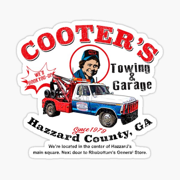 Cooters Towing Worn Hazzard County Sticker For Sale By Alhern67 Redbubble 3651