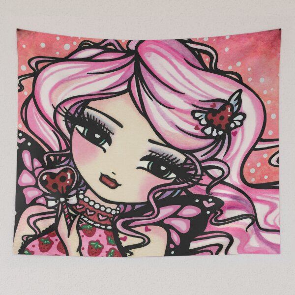 Item preview, Pink Valentines Ladybug Love Fairy Art designed and sold by hannahlynnart.