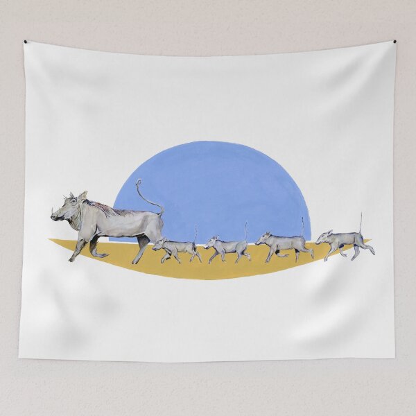 Item preview, Warthog Mother and Babies Watercolor  designed and sold by carleeclarkeart.