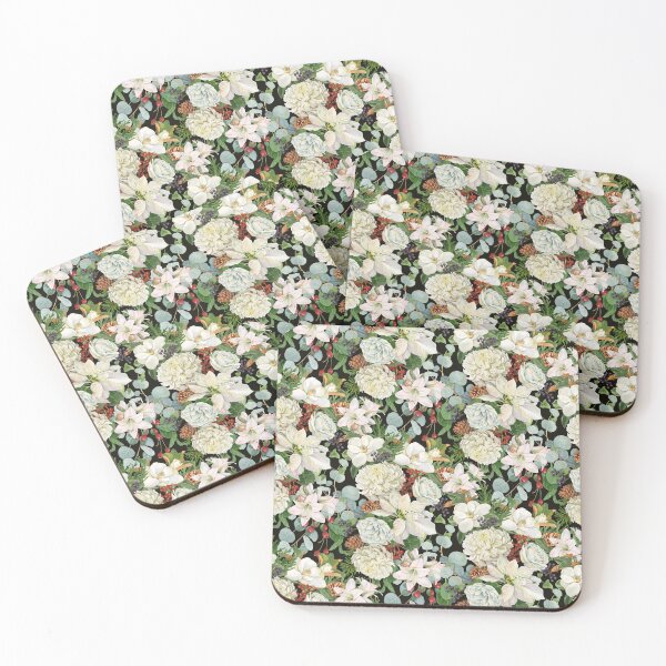 Item preview, White Winter Floral Allover Pattern designed and sold by Lynnea Washburn.