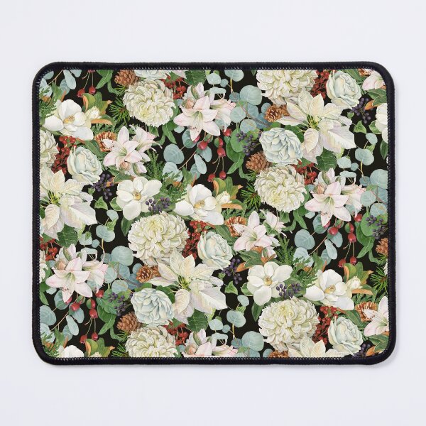 Item preview, White Winter Floral Allover Pattern designed and sold by Lynnea Washburn.
