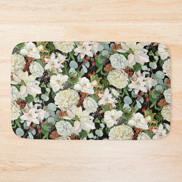 Item preview, White Winter Floral Allover Pattern designed and sold by Lynnea Washburn.
