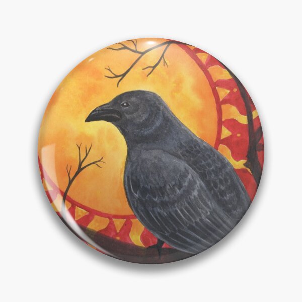Artikelvorschau, Sonne von Corvus, gotische Krähe im Baum, Original-Aquarell-Kunst entworfen und verkauft von Victoria K. Chapman.