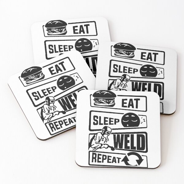 Item preview, Eat Sleep Weld Repeat Evolution of Mechanics Love Robot Human Mechanic Gift Premium Apparel Funny Holiday Xmas designed and sold by DesignByHeartUK.