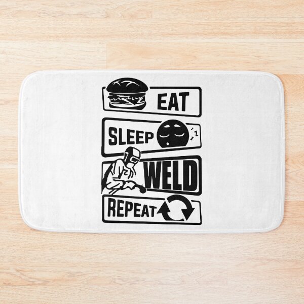 Item preview, Eat Sleep Weld Repeat Evolution of Mechanics Love Robot Human Mechanic Gift Premium Apparel Funny Holiday Xmas designed and sold by DesignByHeartUK.