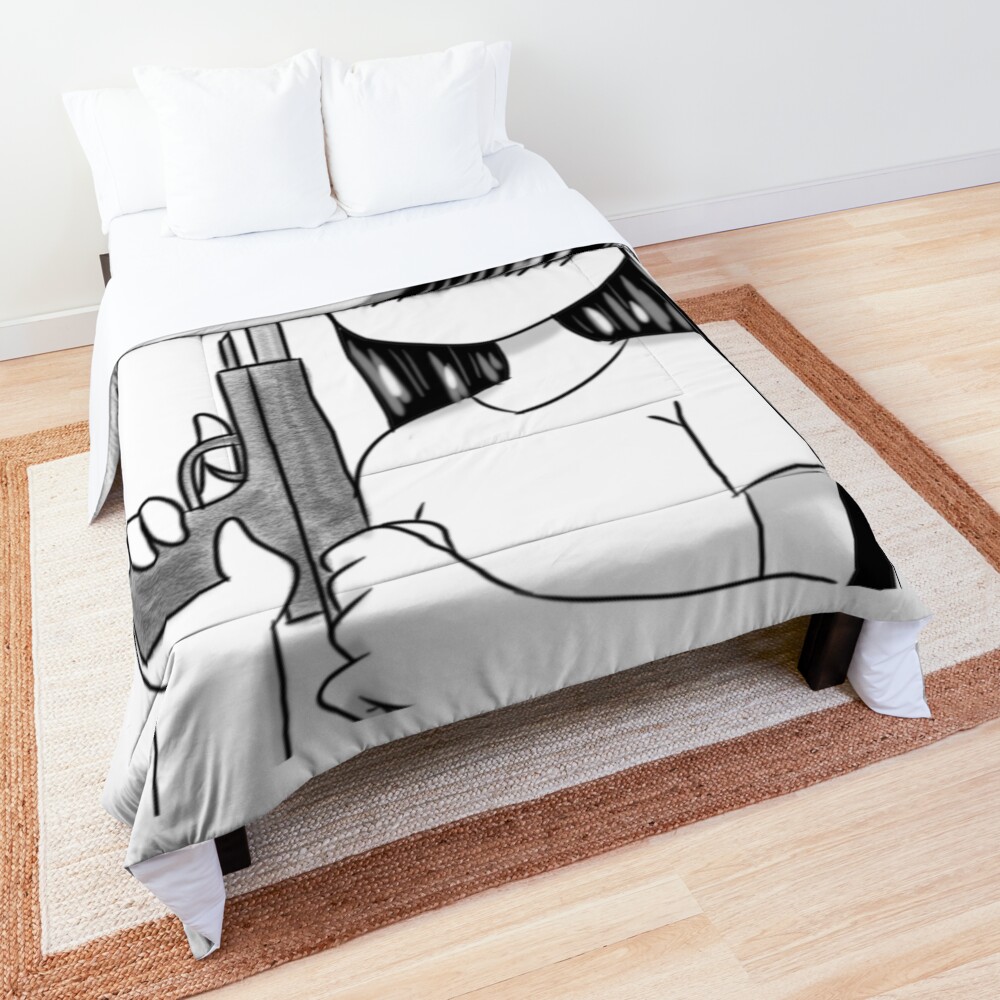 "Komi San with a gun from the anime komisan cant communicate" Comforter for Sale by BDartz