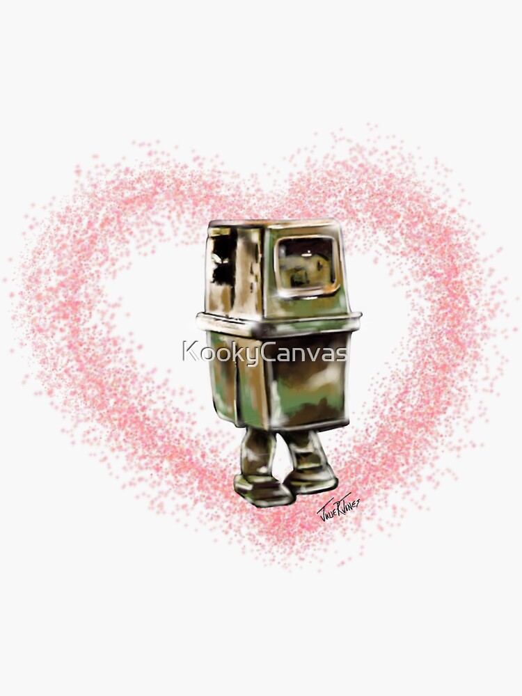 Thumbnail 3 of 3, Sticker, Trash can robot designed and sold by KookyCanvas.