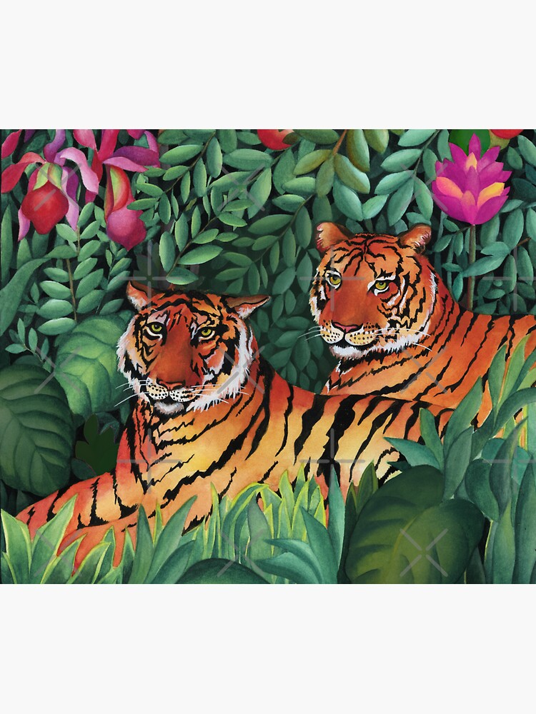 Rainforest Tigers In The Jungle Sticker For Sale By Suezart Redbubble