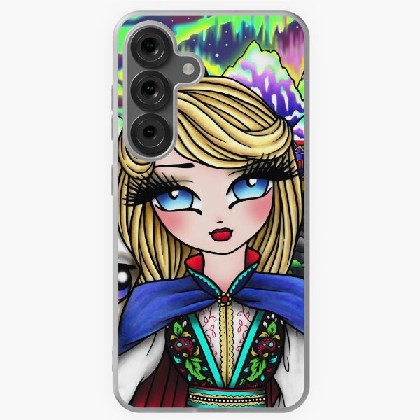 Item preview, Northern Lights Reindeer and Blonde Cutie Whimsical Fantasy Art designed and sold by hannahlynnart.