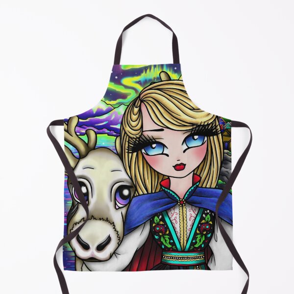 Item preview, Northern Lights Reindeer and Blonde Cutie Whimsical Fantasy Art designed and sold by hannahlynnart.