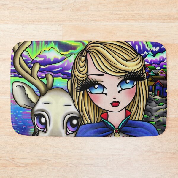 Item preview, Northern Lights Reindeer and Blonde Cutie Whimsical Fantasy Art designed and sold by hannahlynnart.