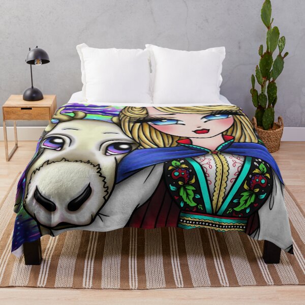 Item preview, Northern Lights Reindeer and Blonde Cutie Whimsical Fantasy Art designed and sold by hannahlynnart.
