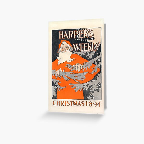 Vintage Christmas Magazine Cover from Harper's Weekly (1894) Greeting Card