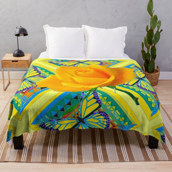Item preview, GOLDEN YELLOW ROSE BUTTERFLIES ABSTRACT PATTERNS ART designed and sold by sharlesart.