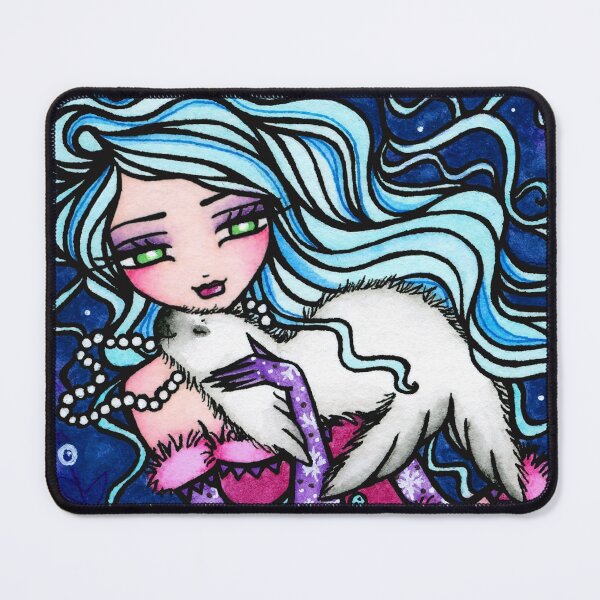 Item preview, Blue Hair Mermaid and Baby Seal Whimsical Art designed and sold by hannahlynnart.